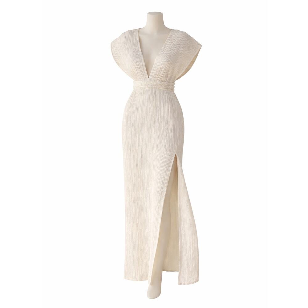 Savannah Morrow NWT  Size M/L The Label The Kamala Crinkle Maxi Dress Cream